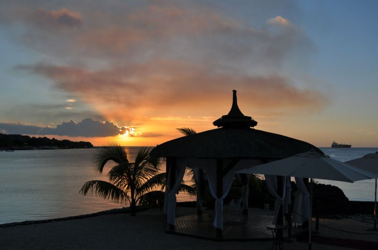 sunset behind the kiosk sunset behind the kiosk