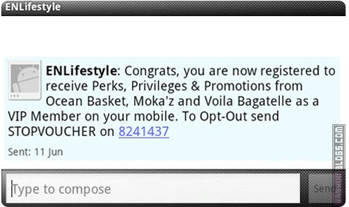 Ocean Basket SMS