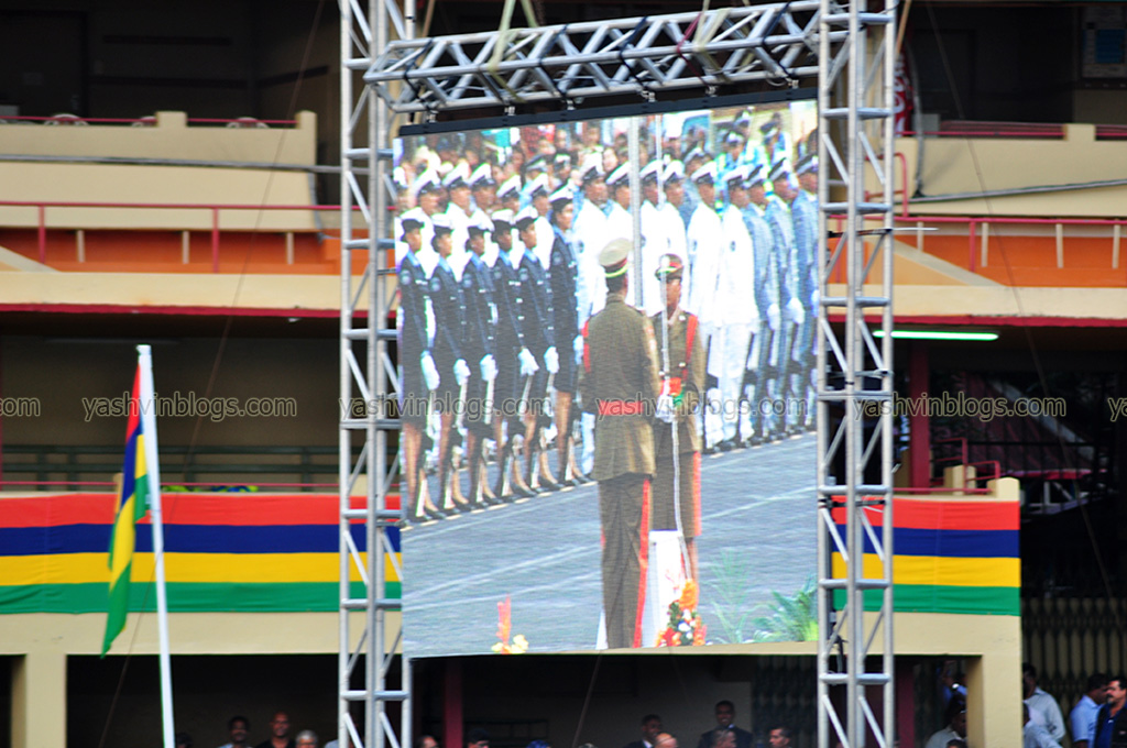 On one of the huge screens