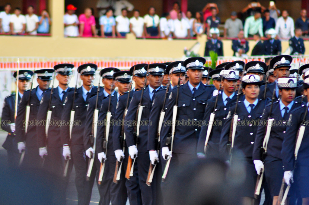 Police officers marching...